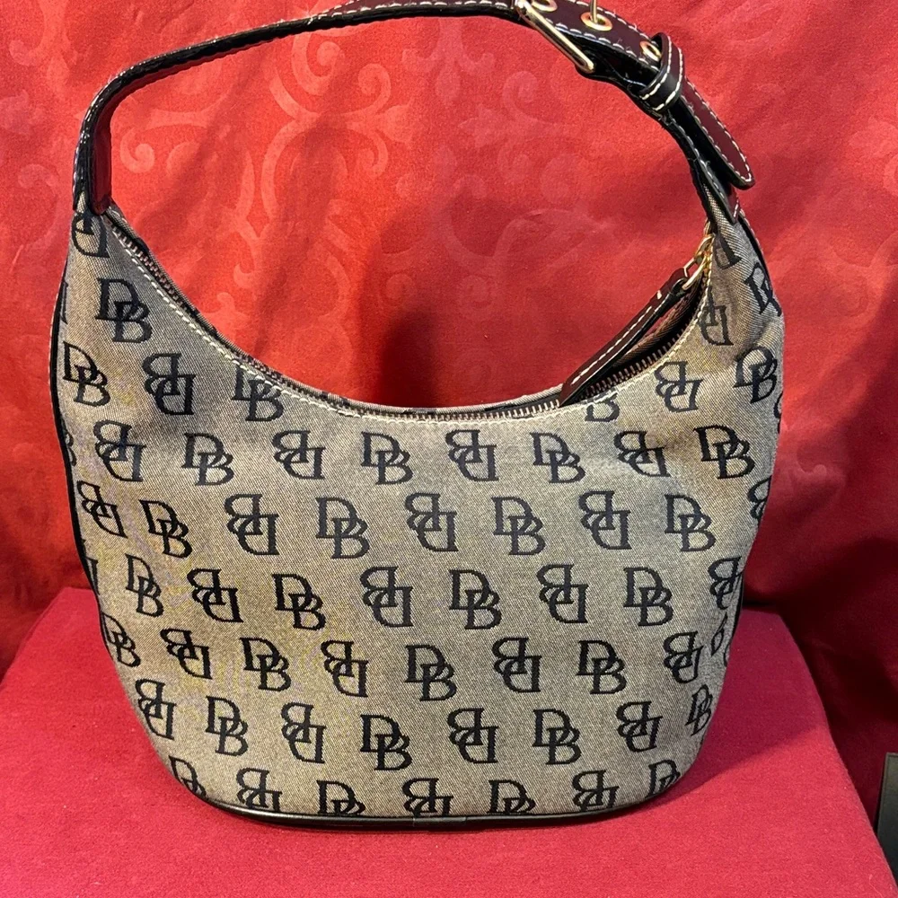 Dooney & Bourke Tan and Black Logo Hobo Bag